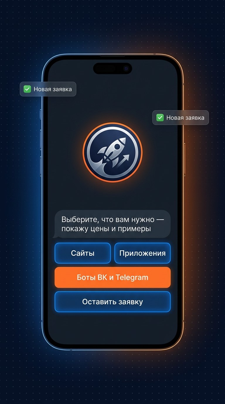 Диалог продающего бота в Telegram с кнопками меню