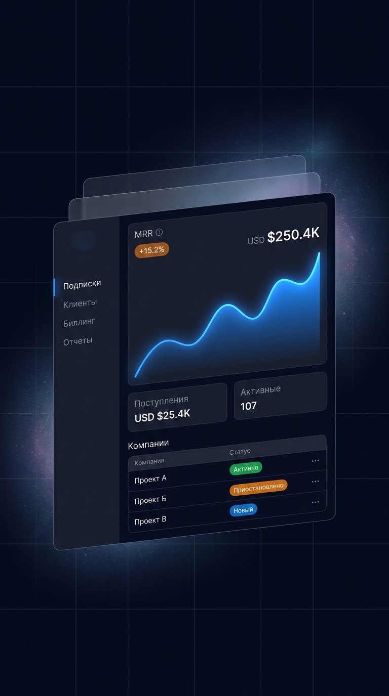 SaaS-дашборд с графиком MRR и списком компаний